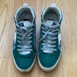 Golden Goose Green Glitter Sneakers